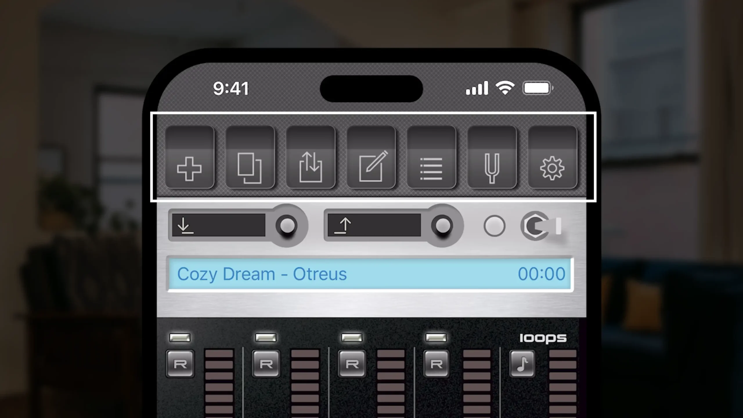 Navigation section - StudioMIni app to record music